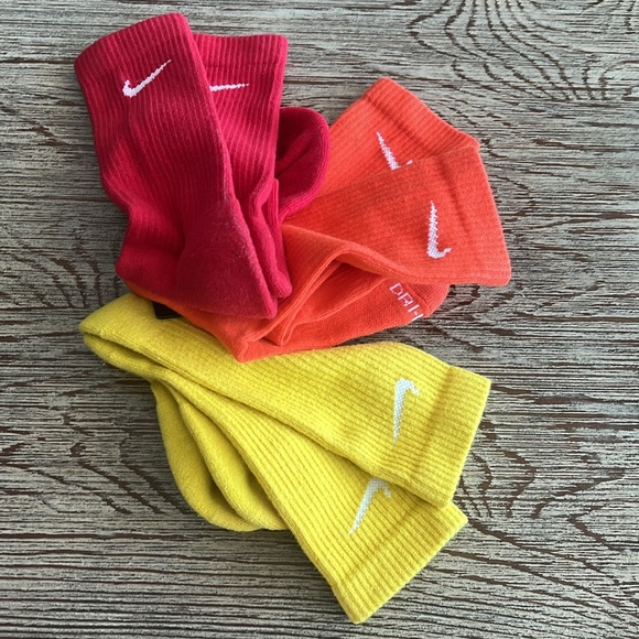 NWT: Nike dri-fit crew socks in red, orange and yellow. - Picture 2 of 3